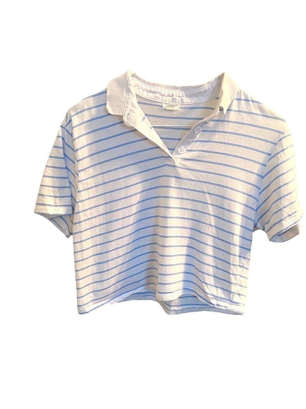Garage Blue White Striped Shirt XS